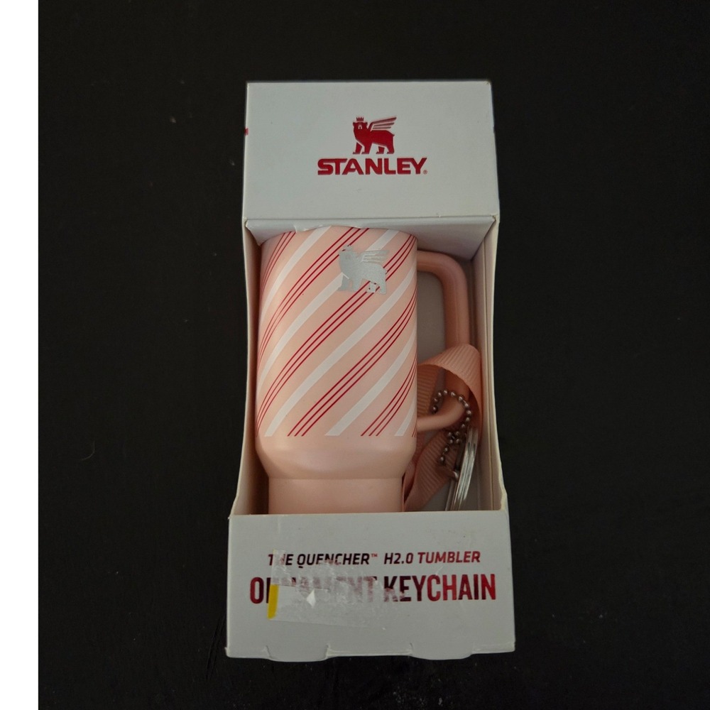 Stanley The Quencher H2.0 Tumbler‎ Ornament Keychain Pink Candy Cane NEW
